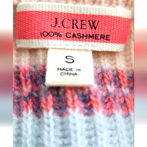 J. Crew 100% Cashmere Ribbed Crewneck SweaterStripped Soft Colors! Size S - Picture 5 of 6